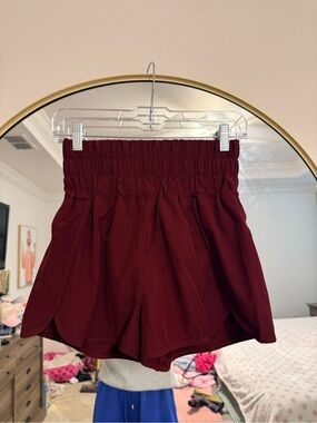 High-Waist Burgundy Shorts